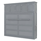 Gray Queen Size Multifunction Murphy Bed with Top Cabinets – Space-Saving Wall Bed