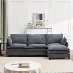 102 Velvet U-Shaped Sectional Sofa with Ottoman & Lumbar Pillows