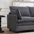 102 Velvet U-Shaped Sectional Sofa with Ottoman & Lumbar Pillows
