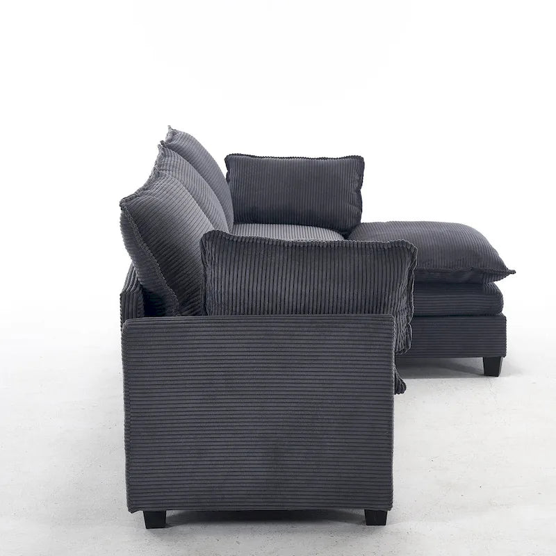 102 Velvet U-Shaped Sectional Sofa with Ottoman & Lumbar Pillows