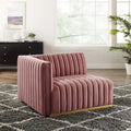 Channel Tufted Performance Velvet Left-Arm Chair with Gold Base – 5 Colors