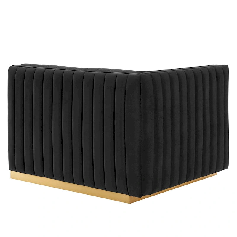 Channel Tufted Performance Velvet Left-Arm Chair with Gold Base – 5 Colors