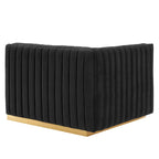Channel Tufted Performance Velvet Left-Arm Chair with Gold Base – 5 Colors