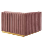 Channel Tufted Performance Velvet Left-Arm Chair with Gold Base – 5 Colors