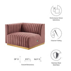 Channel Tufted Performance Velvet Left-Arm Chair with Gold Base – 5 Colors