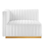 Channel Tufted Performance Velvet Left-Arm Chair with Gold Base – 5 Colors