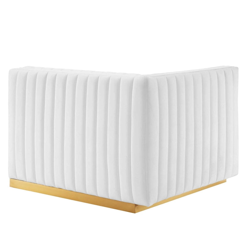 Channel Tufted Performance Velvet Left-Arm Chair with Gold Base – 5 Colors