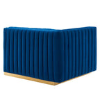Channel Tufted Performance Velvet Left-Arm Chair with Gold Base – 5 Colors