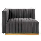 Channel Tufted Performance Velvet Left-Arm Chair with Gold Base – 5 Colors