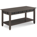 Rustic Slate Coffee Table with Display Shelf – Solid Wood, Compact Size