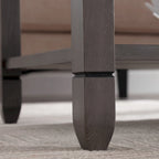Rustic Slate Coffee Table with Display Shelf – Solid Wood, Compact Size