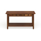 Rustic Slate Coffee Table with Display Shelf – Solid Wood, Compact Size