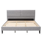 Bellevue Upholstered Tufted Panel Bed King – Solid Wood Legs, No Box Spring Needed