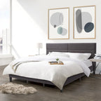 Bellevue Upholstered Tufted Panel Bed King – Solid Wood Legs, No Box Spring Needed