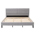 Bellevue Upholstered Tufted Panel Bed King – Solid Wood Legs, No Box Spring Needed