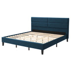 Bellevue Upholstered Tufted Panel Bed King – Solid Wood Legs, No Box Spring Needed