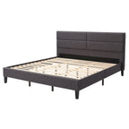 Bellevue Upholstered Tufted Panel Bed King – Solid Wood Legs, No Box Spring Needed