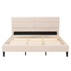 Bellevue Upholstered Tufted Panel Bed King – Solid Wood Legs, No Box Spring Needed