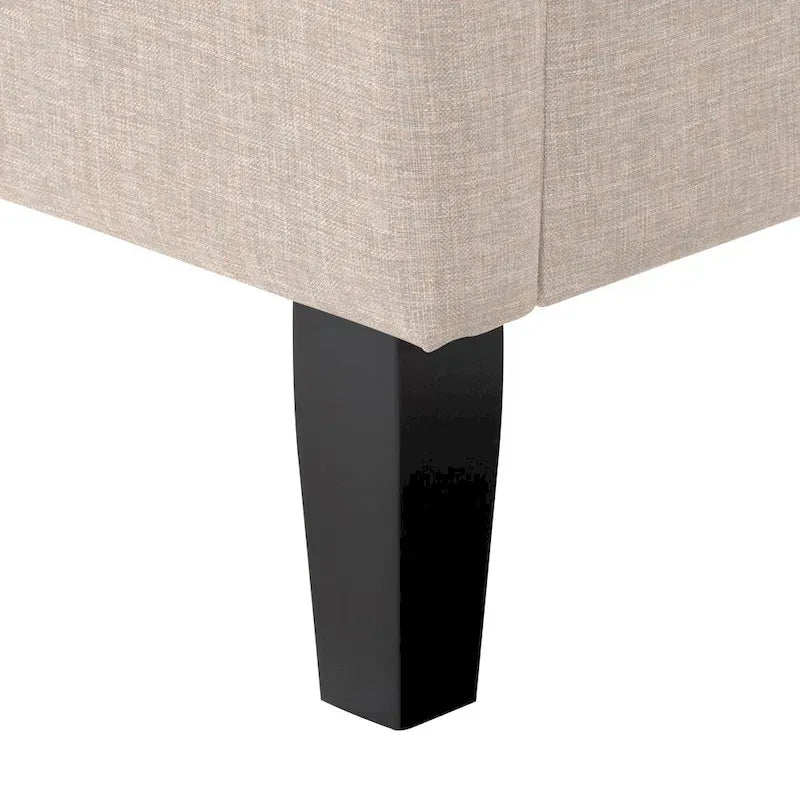 Bellevue Upholstered Tufted Panel Bed King – Solid Wood Legs, No Box Spring Needed