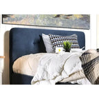 Mid-Century Modern Queen Fabric Platform Bed – Tufted Headboard, Flared Legs, 4 Colors
