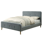 Mid-Century Modern Queen Fabric Platform Bed – Tufted Headboard, Flared Legs, 4 Colors