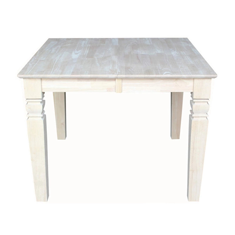 Solid Wood Unfinished Dining Table with Butterfly Leaf – Butcher Block Top, Extends to 58"