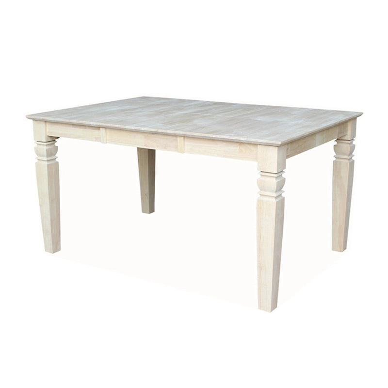 Solid Wood Unfinished Dining Table with Butterfly Leaf – Butcher Block Top, Extends to 58"