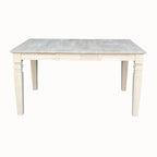 Solid Wood Unfinished Dining Table with Butterfly Leaf – Butcher Block Top, Extends to 58"