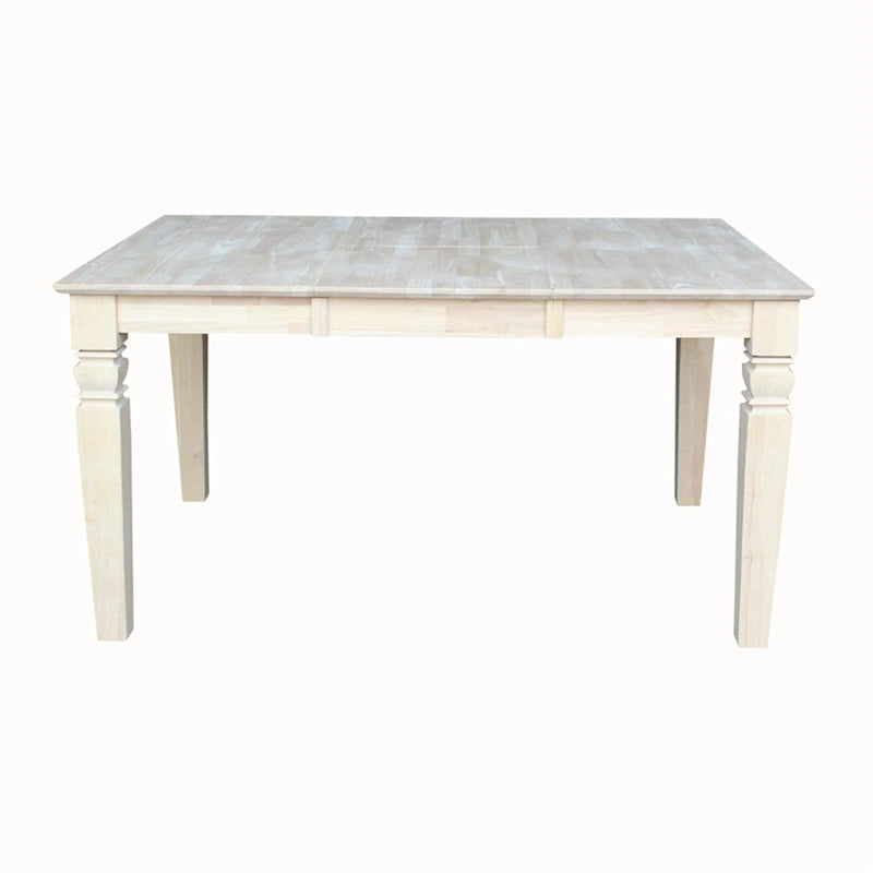 Solid Wood Unfinished Dining Table with Butterfly Leaf – Butcher Block Top, Extends to 58"