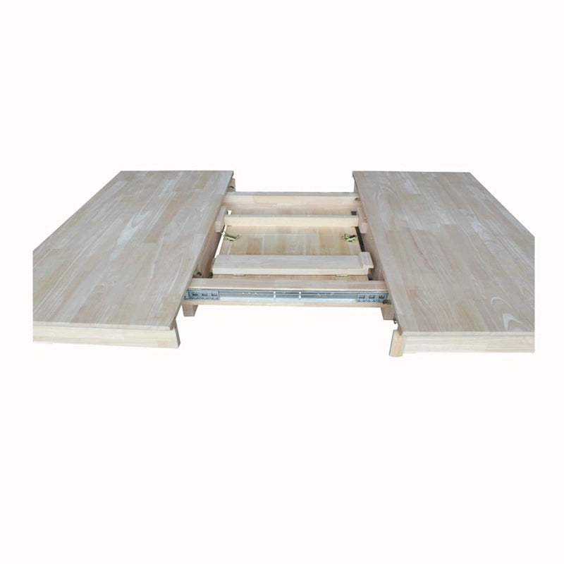 Solid Wood Unfinished Dining Table with Butterfly Leaf – Butcher Block Top, Extends to 58"