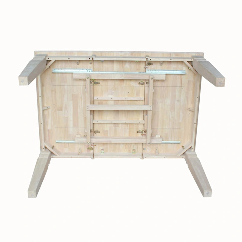 Solid Wood Unfinished Dining Table with Butterfly Leaf – Butcher Block Top, Extends to 58"