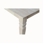 Solid Wood Unfinished Dining Table with Butterfly Leaf – Butcher Block Top, Extends to 58"