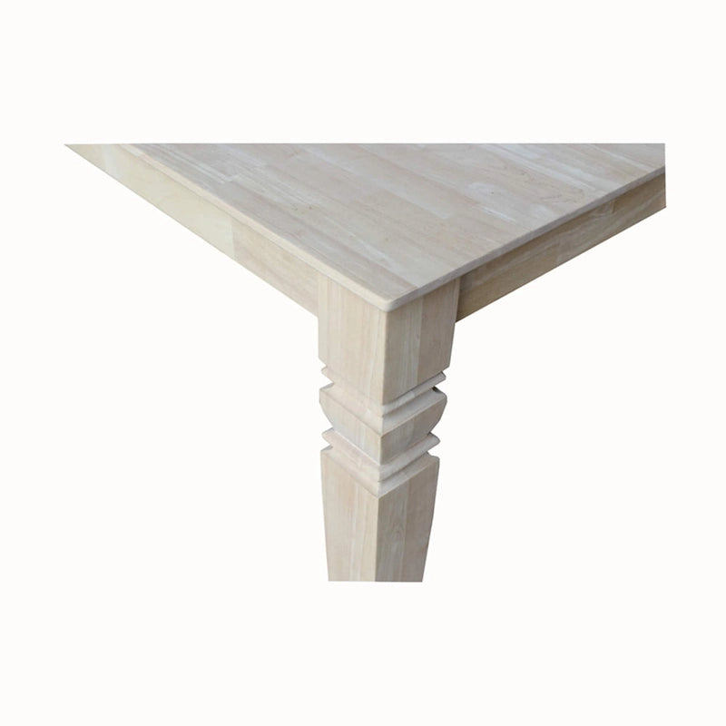 Solid Wood Unfinished Dining Table with Butterfly Leaf – Butcher Block Top, Extends to 58"