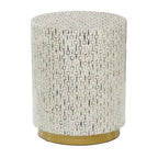 Mother of Pearl Shell Accent Table with Gold Base & Geometric Patterns – White, Gray or Black