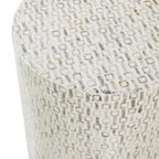 Mother of Pearl Shell Accent Table with Gold Base & Geometric Patterns – White, Gray or Black
