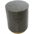 Mother of Pearl Shell Accent Table with Gold Base & Geometric Patterns – White, Gray or Black