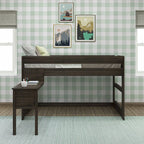 Modern Farmhouse Twin Low Loft Bed with Hook-On Desk – Solid Wood, 400 lb Capacity