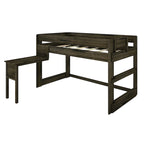 Modern Farmhouse Twin Low Loft Bed with Hook-On Desk – Solid Wood, 400 lb Capacity