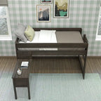 Modern Farmhouse Twin Low Loft Bed with Hook-On Desk – Solid Wood, 400 lb Capacity