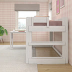 Modern Farmhouse Twin Low Loft Bed with Hook-On Desk – Solid Wood, 400 lb Capacity
