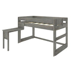 Modern Farmhouse Twin Low Loft Bed with Hook-On Desk – Solid Wood, 400 lb Capacity