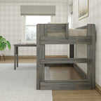 Modern Farmhouse Twin Low Loft Bed with Hook-On Desk – Solid Wood, 400 lb Capacity