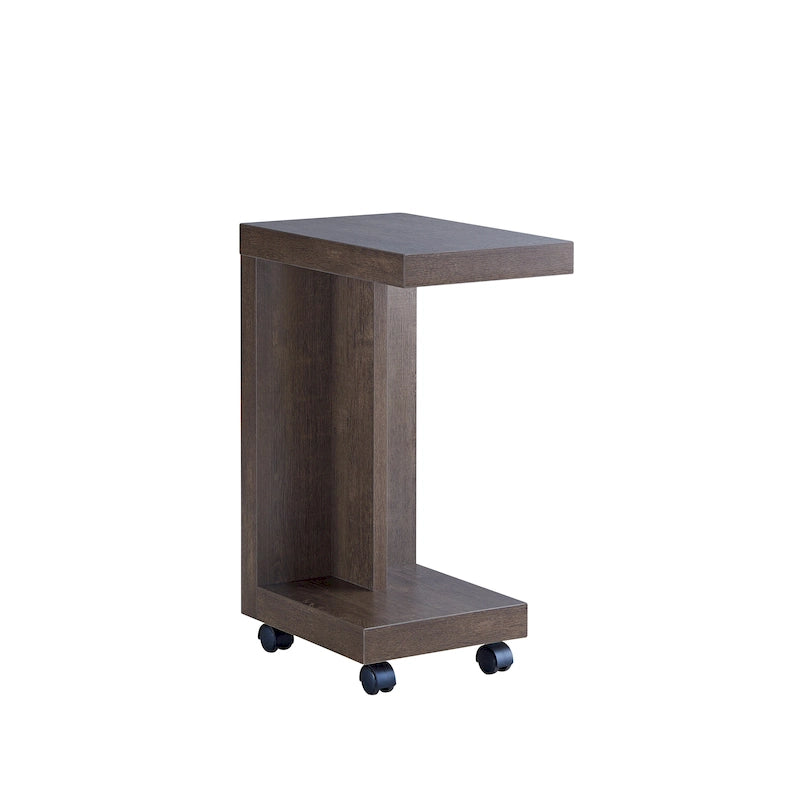 Modern Mobile 18-Inch Side Table with Locking Caster Wheels & Bottom Shelf