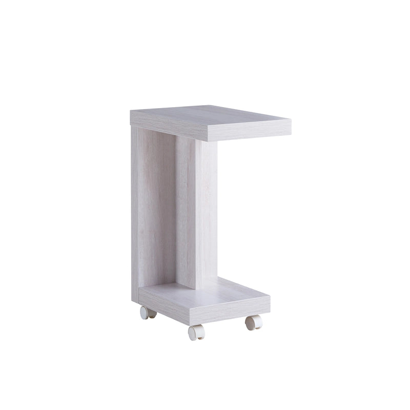 Modern Mobile 18-Inch Side Table with Locking Caster Wheels & Bottom Shelf