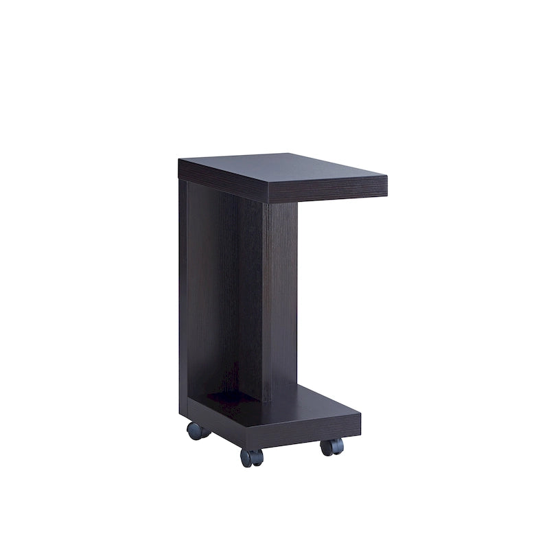 Modern Mobile 18-Inch Side Table with Locking Caster Wheels & Bottom Shelf