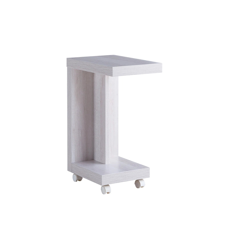 Modern Mobile 18-Inch Side Table with Locking Caster Wheels & Bottom Shelf