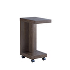 Modern Mobile 18-Inch Side Table with Locking Caster Wheels & Bottom Shelf