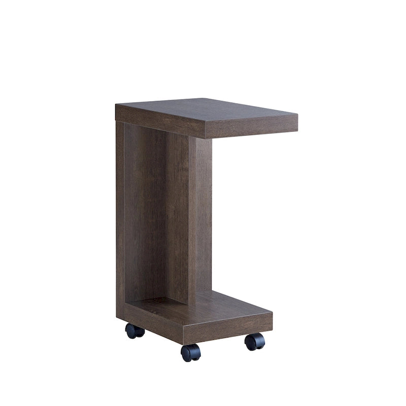 Modern Mobile 18-Inch Side Table with Locking Caster Wheels & Bottom Shelf