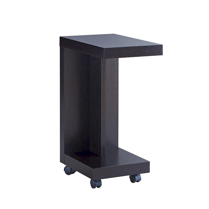 Modern Mobile 18-Inch Side Table with Locking Caster Wheels & Bottom Shelf