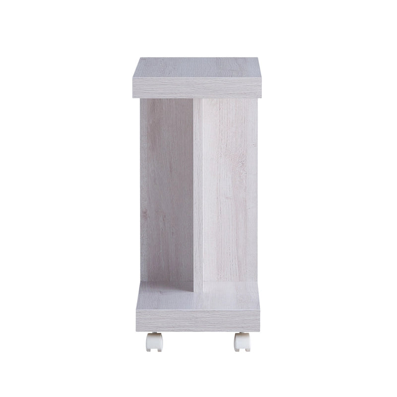 Modern Mobile 18-Inch Side Table with Locking Caster Wheels & Bottom Shelf
